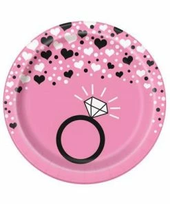 Bachelorette Superstore Pink Diamond Ring Bachelorette Party Plates, 7inch-8ct New Arrivals