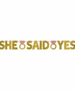 Bachelorette Superstore New Arrivals She Said Yes- Glitter Banner, 12 Ft