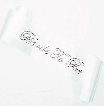 Bachelorette Superstore White W/ Pink Rhinestone Sash- Bride To Be 1 Bachelorette Superstore White W/ Pink Rhinestone Sash- Bride To Be