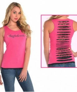 Bachelorette Superstore Hot Pink Bachelorette Tank Top W/ Lace Back, S/M