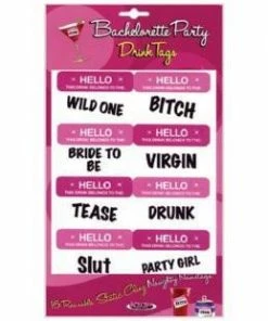 Bachelorette Superstore Bachelorette Party Static Cling Drink Tags, 16 Ct
