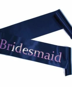 Bachelorette Superstore Satin Black W/ Pink 'Bridesmaid' Sash, 1 Pc