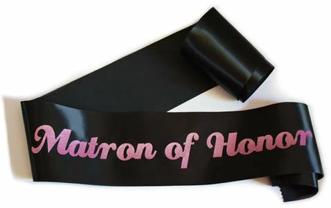 Bachelorette Superstore Glittering Black/Pink "Matron Of Honor" Sash Sashes 1 Bachelorette Superstore Glittering Black/Pink "Matron Of Honor" Sash Sashes