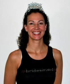 Bachelorette Superstore Size M- Black Tank Top - Bridesmaid With Flowers