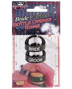 Bachelorette Superstore Bride & Groom Bottle Opener Rings Drink'n Goods 1 Bachelorette Superstore Bride & Groom Bottle Opener Rings Drink'n Goods