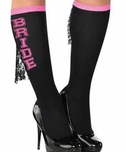 Bachelorette Superstore BRIDE Knee Socks- Black 1pr