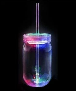 Bachelorette Superstore New Arrivals Light Up Mason Jar W/ Straw