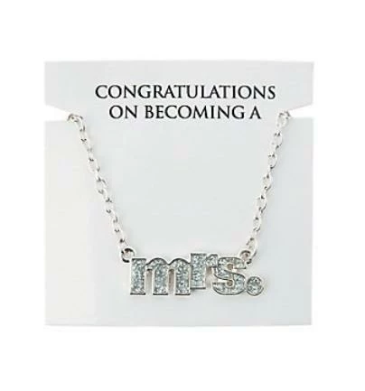 Bachelorette Superstore Silver Mrs. Necklace- On Congratulations Card $1.99 And Under 1 Bachelorette Superstore Silver Mrs. Necklace- On Congratulations Card $1.99 And Under