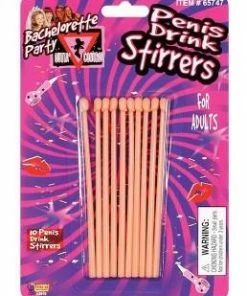 Bachelorette Superstore Penis Drink Stirrers, 10 Pk Drink'n Goods