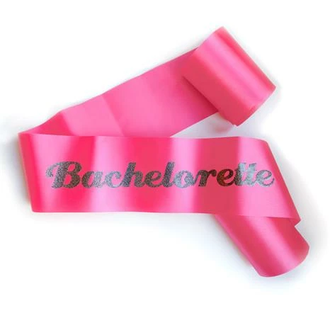 Bachelorette Superstore Glittering Hot Pink/Black "Bachelorette" Sash 1 Bachelorette Superstore Glittering Hot Pink/Black "Bachelorette" Sash