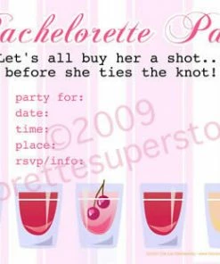 Bachelorette Superstore $1.99 And Under Pink Shot Glass Invitations, 10 Pk
