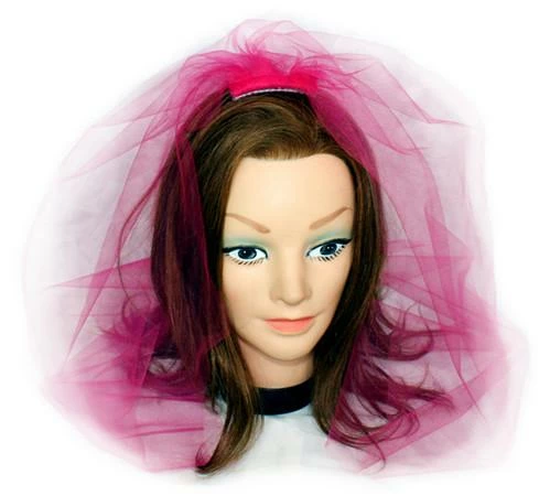 Bachelorette Superstore Pink Veil Tiaras, Veils & Hats 1 Bachelorette Superstore Pink Veil Tiaras, Veils & Hats