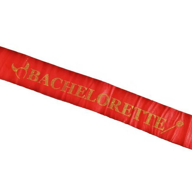 Bachelorette Superstore Red Devil Gold Glitter "Bachelorette" Sash $1.99 And Under 1 Bachelorette Superstore Red Devil Gold Glitter "Bachelorette" Sash $1.99 And Under