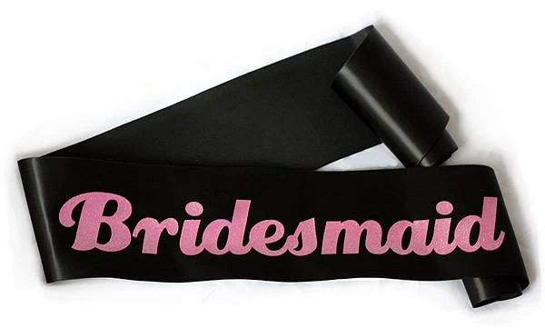 Bachelorette Superstore Glittering Black/Pink "Bridesmaid" Sash 1 Bachelorette Superstore Glittering Black/Pink "Bridesmaid" Sash